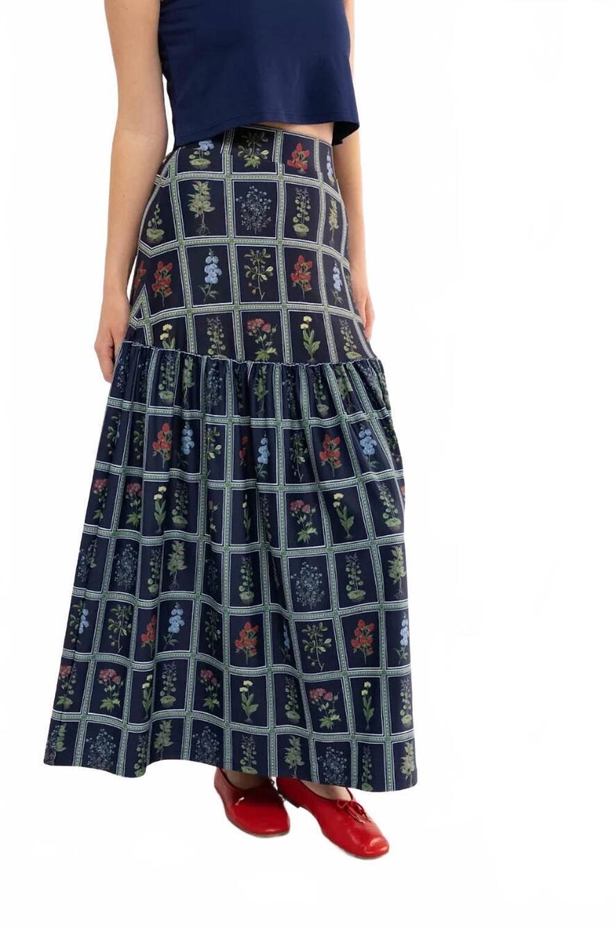 NEW SMITH & QUINN faye midi skirt in gardeners window navy